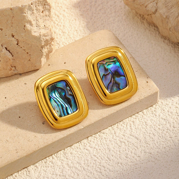 Wholesale Women's Geometric Stainless Steel Earrings With Pvd Furnace Vacuum Real Gold Plating