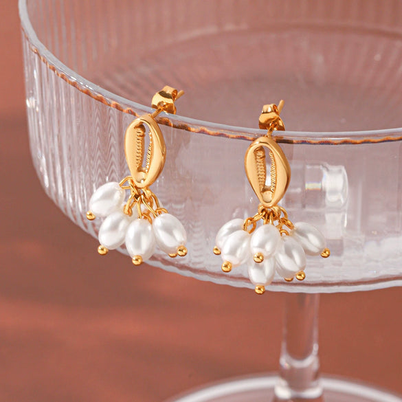 Wholesale Women's Geometric Stainless Steel Earrings With Pvd Furnace Vacuum Real Gold Plating