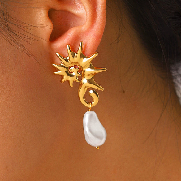 Wholesale Women's Geometric Stainless Steel Earrings With Pvd Furnace Vacuum Real Gold Plating