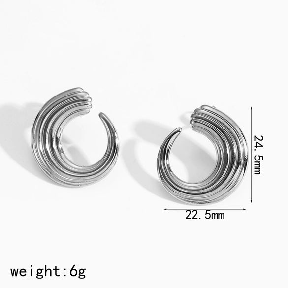 Wholesale Women's Geometric Stainless Steel Earrings With Pvd Furnace Vacuum Real Gold Plating