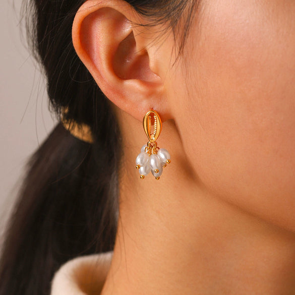 Wholesale Women's Geometric Stainless Steel Earrings With Pvd Furnace Vacuum Real Gold Plating