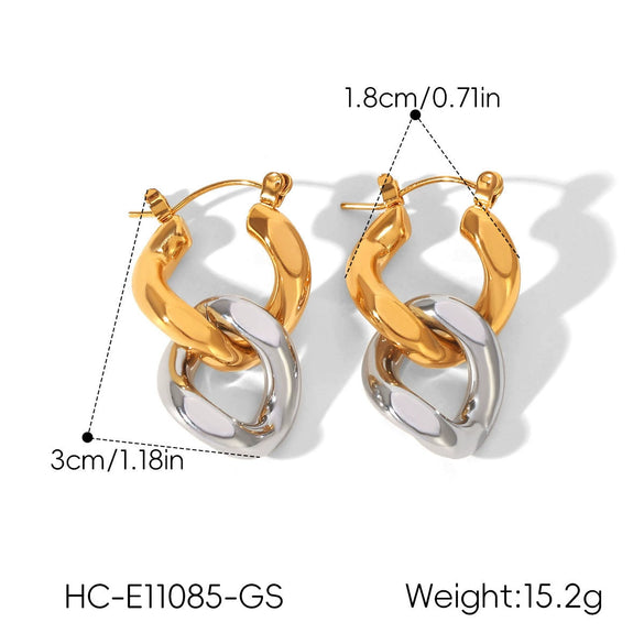Wholesale Women's Geometric Stainless Steel Earrings With Pvd Furnace Vacuum Real Gold Plating