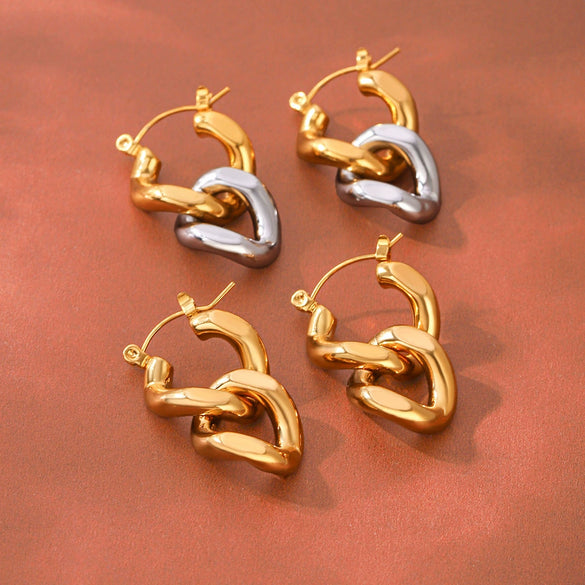 Wholesale Women's Geometric Stainless Steel Earrings With Pvd Furnace Vacuum Real Gold Plating