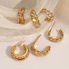 Wholesale Women's Geometric Stainless Steel Earrings With Vacuum Real Gold Plating And Diamondencrusted Zircon