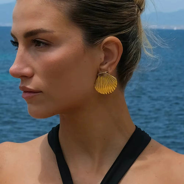 Wholesale Women's Geometric Stainless Steel Earrings With Vacuum Real Gold Plating In Pvd Furnace Literary Minimalist Style