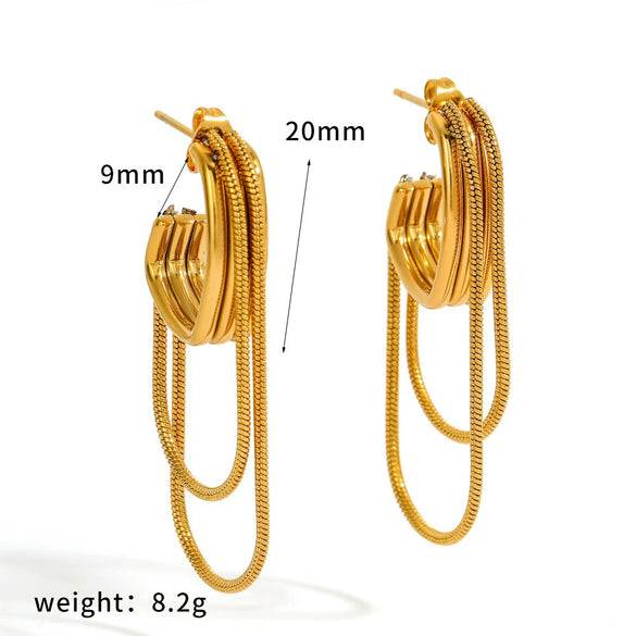 Wholesale Women's Geometric Stainless Steel Earrings With Vacuum Real Gold Plating In Pvd Furnace