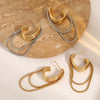 Wholesale Women's Geometric Stainless Steel Earrings With Vacuum Real Gold Plating In Pvd Furnace