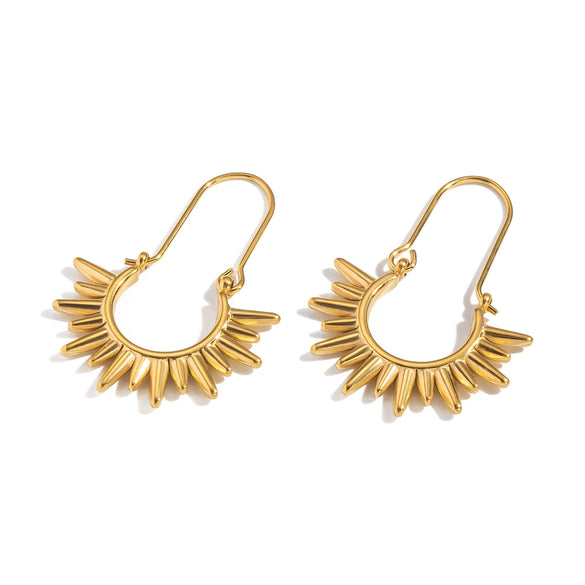 Wholesale Women's Geometric Stainless Steel Earrings With Vacuum Real Gold Plating In Pvd Furnace