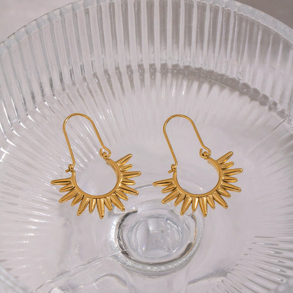 Wholesale Women's Geometric Stainless Steel Earrings With Vacuum Real Gold Plating In Pvd Furnace