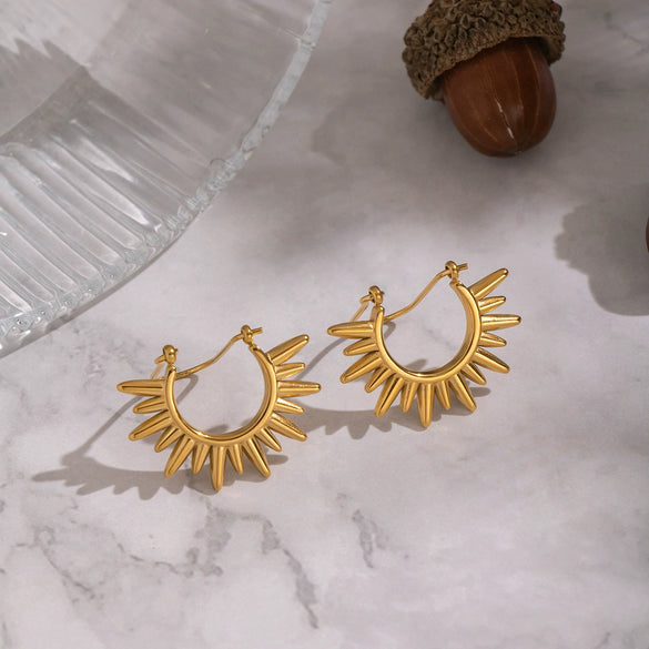 Wholesale Women's Geometric Stainless Steel Earrings With Vacuum Real Gold Plating In Pvd Furnace
