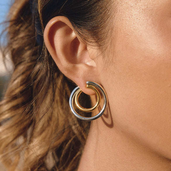 Wholesale Women's Geometric Stainless Steel Earrings With Vacuum Real Gold Plating