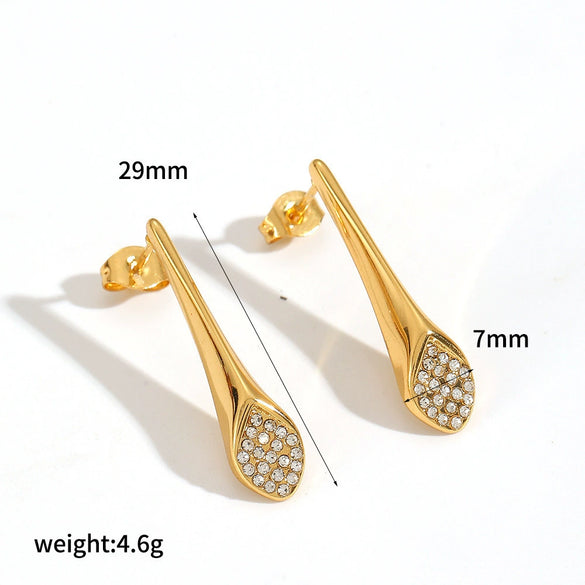 Wholesale Women's Geometric Stainless Steel Earrings With Wing Texture Pvd Furnace Vacuum Real Gold Plating