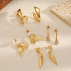Wholesale Women's Geometric Stainless Steel Earrings With Wing Texture Pvd Furnace Vacuum Real Gold Plating