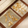 Wholesale Women's Geometric Stainless Steel Earrings With Wing Texture Pvd Furnace Vacuum Real Gold Plating