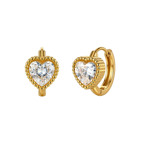 Wholesale Women's Geometric Stainless Steel Earrings With Zircon Encrusted And 18K Plated