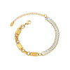 Wholesale Women's Geometric Stainless Steel Electroplated 5A Zircon Spliced Chain Light Luxury Bracelet