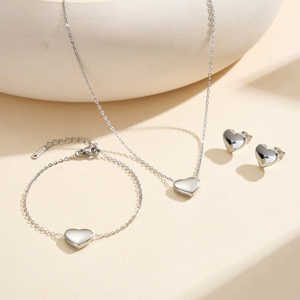 Wholesale Women's Geometric Stainless Steel Electroplated Accessories Set Including Bracelets Necklaces And Earrings