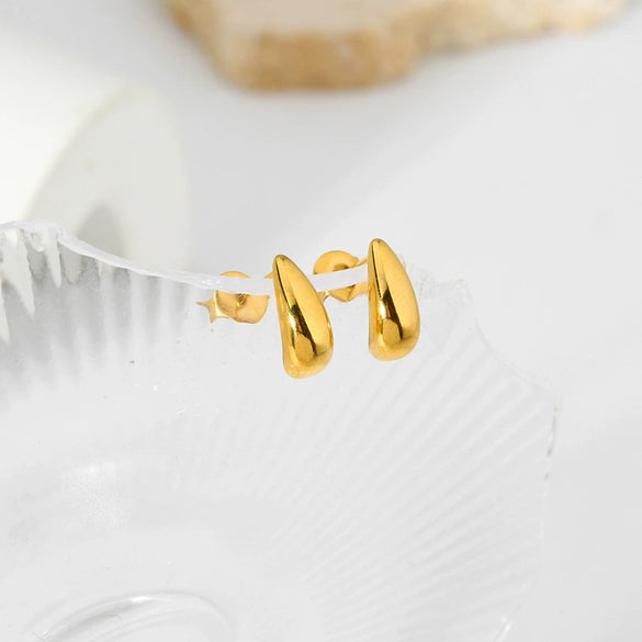 Wholesale Women's Geometric Stainless Steel Electroplated And High Polished Water Drop Earrings