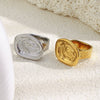 Wholesale Women's Geometric Stainless Steel Electroplated Asymmetrical Surface Texture Ring Light Luxury Style Hand Jewelry