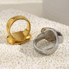 Wholesale Women's Geometric Stainless Steel Electroplated Asymmetrical Surface Texture Ring Light Luxury Style Hand Jewelry