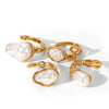 Wholesale Women's Geometric Stainless Steel Electroplated Baroque Pearl Ring Minimalist Ins Style Jewelry