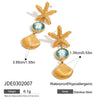 Wholesale Women's Geometric Stainless Steel Electroplated Blue Transparent Cut Glass Light Ear Jewelry