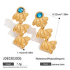 Wholesale Women's Geometric Stainless Steel Electroplated Blue Transparent Cut Glass Light Ear Jewelry