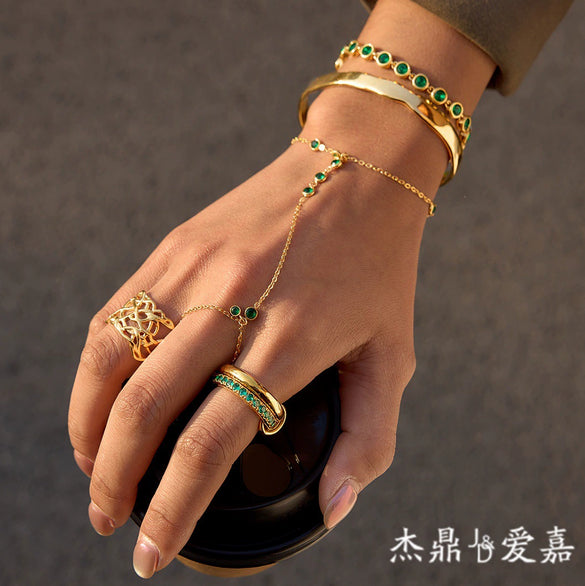 Wholesale Women's Geometric Stainless Steel Electroplated Bracelet And Ring Jewelry