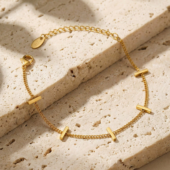 Wholesale Women's Geometric Stainless Steel Electroplated Bracelet In French Minimalist Style