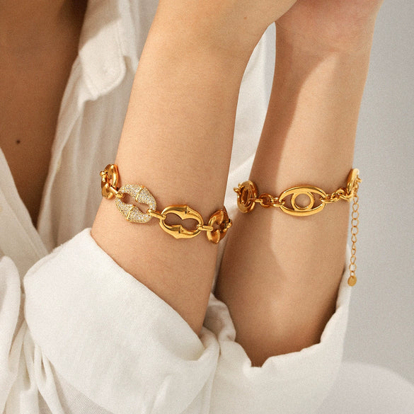 Wholesale Women's Geometric Stainless Steel Electroplated Bracelet In Ins Style