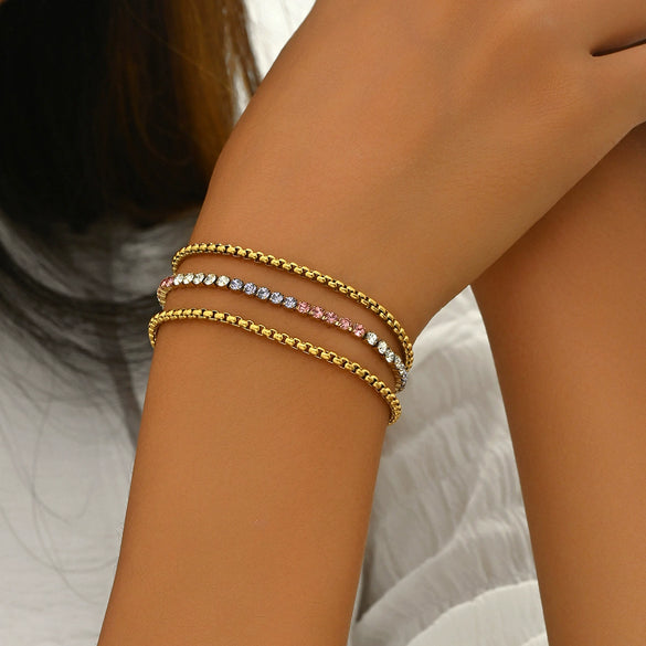 Wholesale Women's Geometric Stainless Steel Electroplated Bracelets