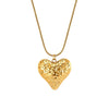 Wholesale Women's Geometric Stainless Steel Electroplated Calendering Chain Heart Pendant Clavicle Chain