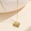Wholesale Women's Geometric Stainless Steel Electroplated Calendering Chain Heart Pendant Clavicle Chain