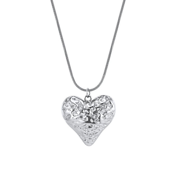 Wholesale Women's Geometric Stainless Steel Electroplated Calendering Chain Heart Pendant Clavicle Chain