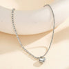 Wholesale Women's Geometric Stainless Steel Electroplated Calendering Chain Single Heart Pendant Necklace