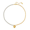 Wholesale Women's Geometric Stainless Steel Electroplated Calendering Chain Single Heart Pendant Necklace