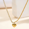 Wholesale Women's Geometric Stainless Steel Electroplated Calendering Chain Single Heart Pendant Necklace