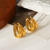 Wholesale Women's Geometric Stainless Steel Electroplated Cast Hollow Ushaped Hoop Earrings