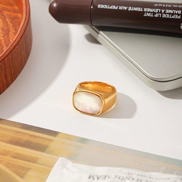Wholesale Women's Geometric Stainless Steel Electroplated Cast Rings 18K Gold Nonfading Jewelry Accessories