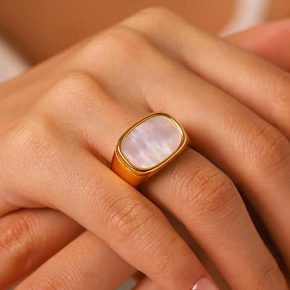 Wholesale Women's Geometric Stainless Steel Electroplated Cast Rings 18K Gold Nonfading Jewelry Accessories