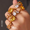Wholesale Women's Geometric Stainless Steel Electroplated Champagnecolored Cut Rectangular Zircon Ring Jewelry