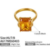 Wholesale Women's Geometric Stainless Steel Electroplated Champagnecolored Cut Rectangular Zircon Ring Jewelry