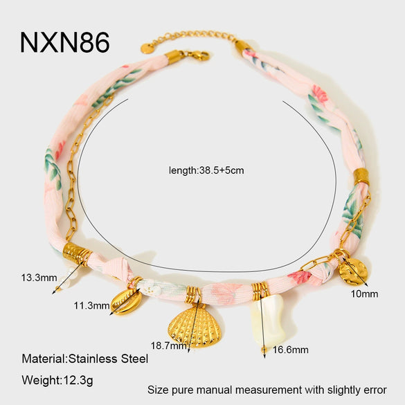Wholesale Women's Geometric Stainless Steel Electroplated Clavicle Chain Necklace With Fish Tail And Starfish Pendant