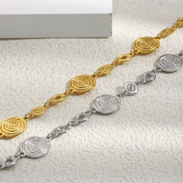 Wholesale Women's Geometric Stainless Steel Electroplated Conch Fossil Bracelet Retro Highend Hand Jewelry