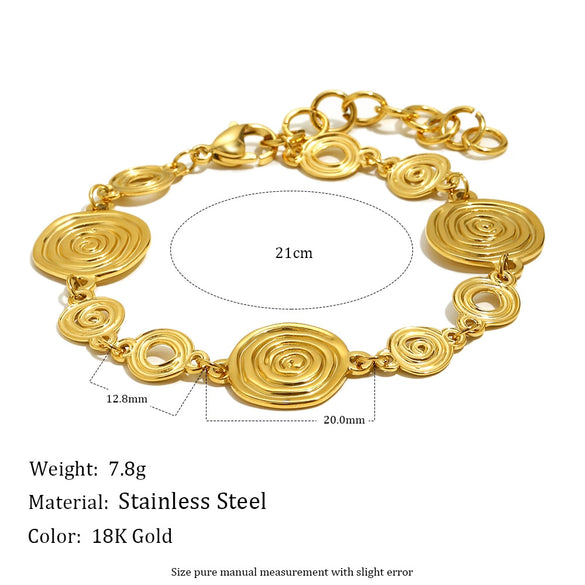 Wholesale Women's Geometric Stainless Steel Electroplated Conch Fossil Bracelet Retro Highend Hand Jewelry