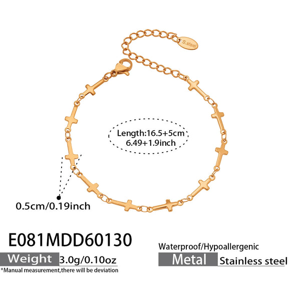 Wholesale Women's Geometric Stainless Steel Electroplated Cross Chain Bracelet Light Luxury Minimalist Fashion Jewelry
