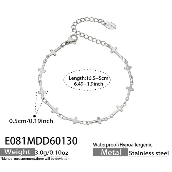 Wholesale Women's Geometric Stainless Steel Electroplated Cross Chain Bracelet Light Luxury Minimalist Fashion Jewelry