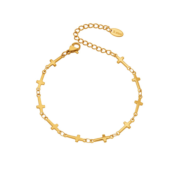 Wholesale Women's Geometric Stainless Steel Electroplated Cross Chain Bracelet Light Luxury Minimalist Fashion Jewelry