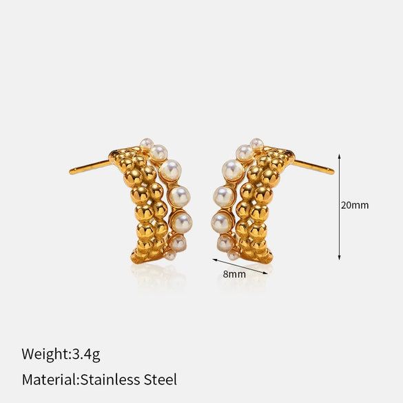 Wholesale Women's Geometric Stainless Steel Electroplated Cshaped Earrings Luxury Jewelry