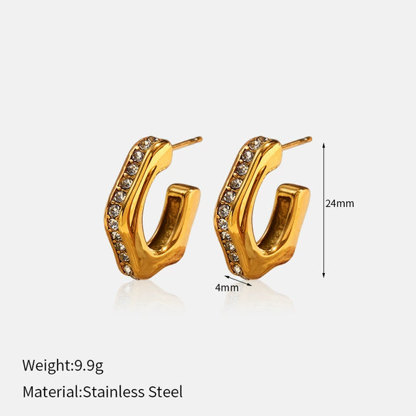 Wholesale Women's Geometric Stainless Steel Electroplated Cshaped Earrings Luxury Jewelry